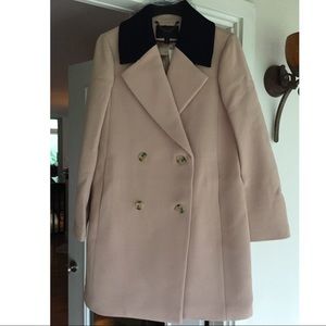 J. Crew Contrast-Collar Topcoat Beige Stone NWT